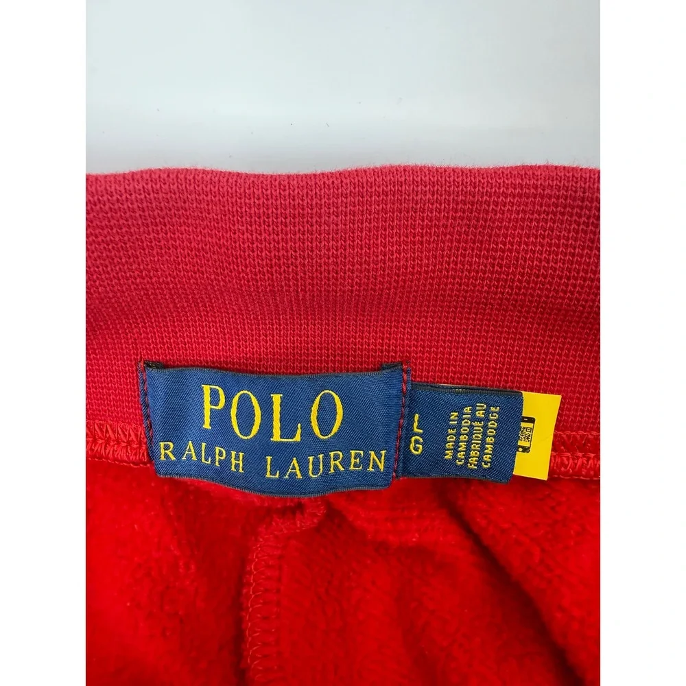 Polo Ralph Lauren Mens Colorblock Fleece Shorts Red White Blue Logo Large